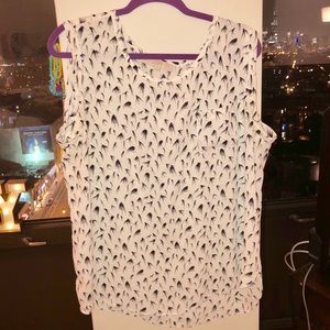 LOFT White Patterned Tank Blouse